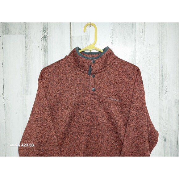 Eddie Bauer Radiator Fleece 1/4 Snap Sweater Sweatshirt Large Heather Orange - Picture 3 of 8